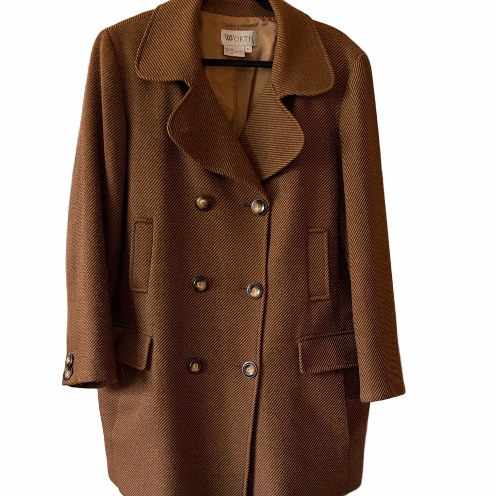 Wool classic double breasted winter coat by Worth. size XL